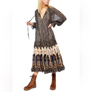 Free People Floral Maxi Dress - Blue and Cream